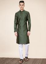 Heavy Jacqaurd Green Festival Wear Pintex Work Readymade Kurta Pajama